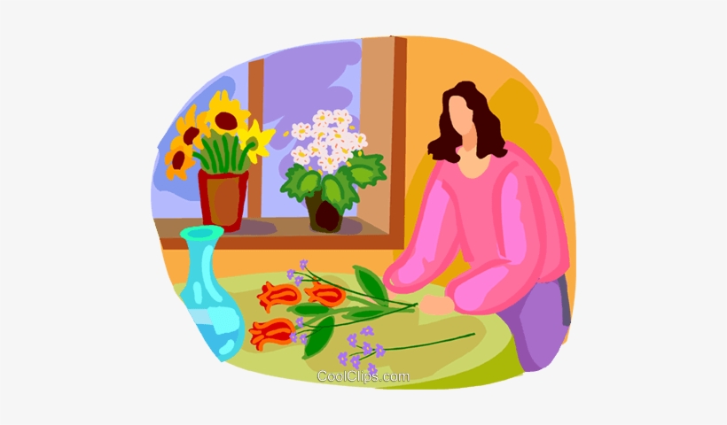 Mujer Arreglos Florales En Macetas Libres De Derechos - Illustration, transparent png #4117289