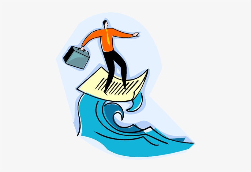 Man Riding A Wave Of Information Royalty Free Vector - Disegno Mare Png, transparent png #4117493