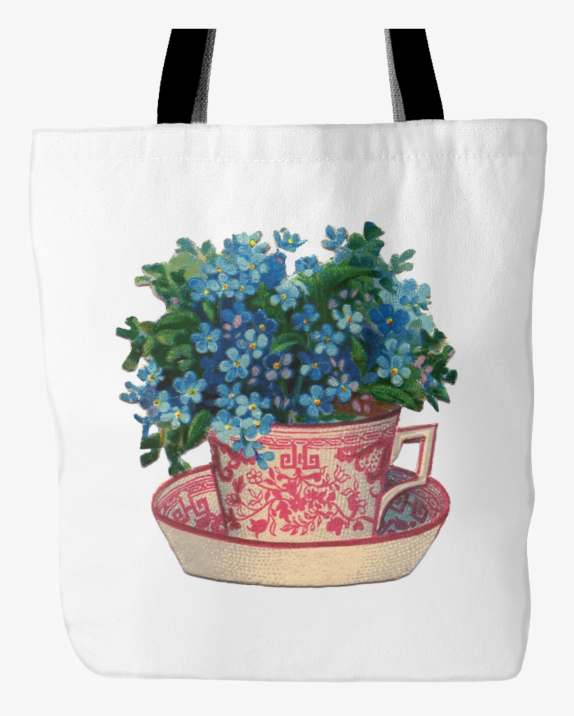 Flowers In Vintage Teacup Prints On 18"x18" Lined White, transparent png #4117582