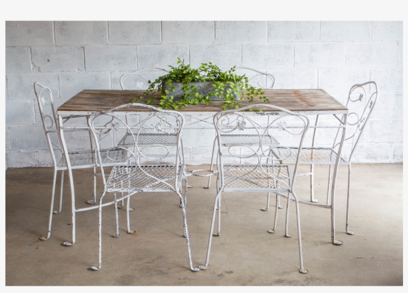 Unfinished 1950s Wrought Iron Outdoor Dining Set, transparent png #4120678
