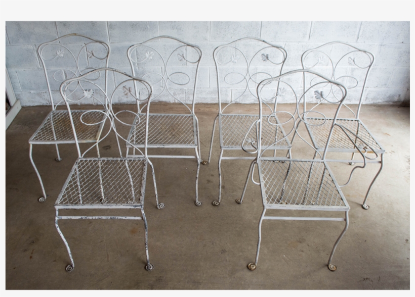 Unfinished 1950s Wrought Iron Outdoor Dining Set, transparent png #4120783
