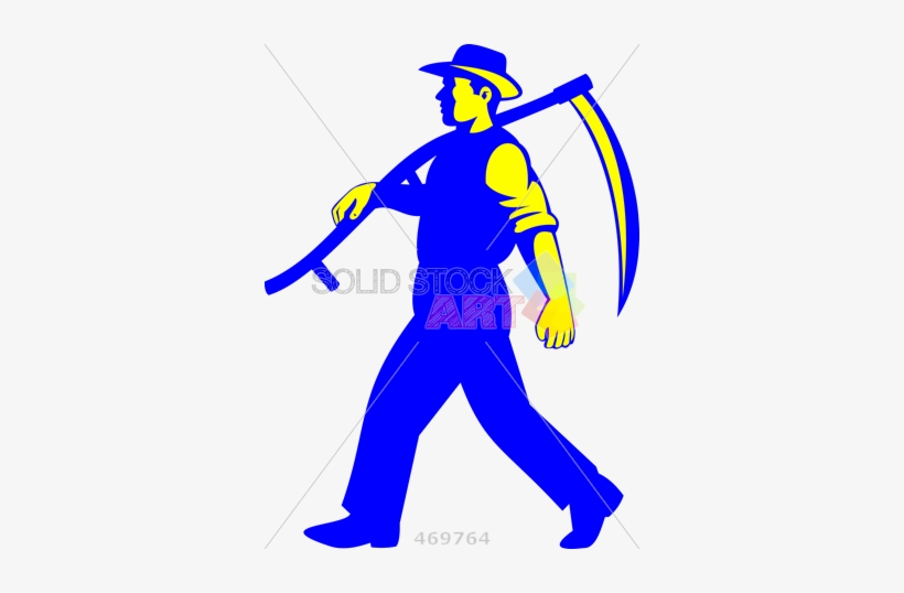 Stock Illustration Of Retro Cartoon Illustration Of - Walking Farmer, transparent png #4120876