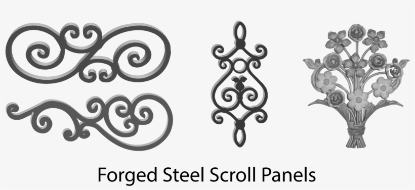 Wrought Iron Scrolls Forged Steel Scroll Panels Wide - Steel, transparent png #4120976