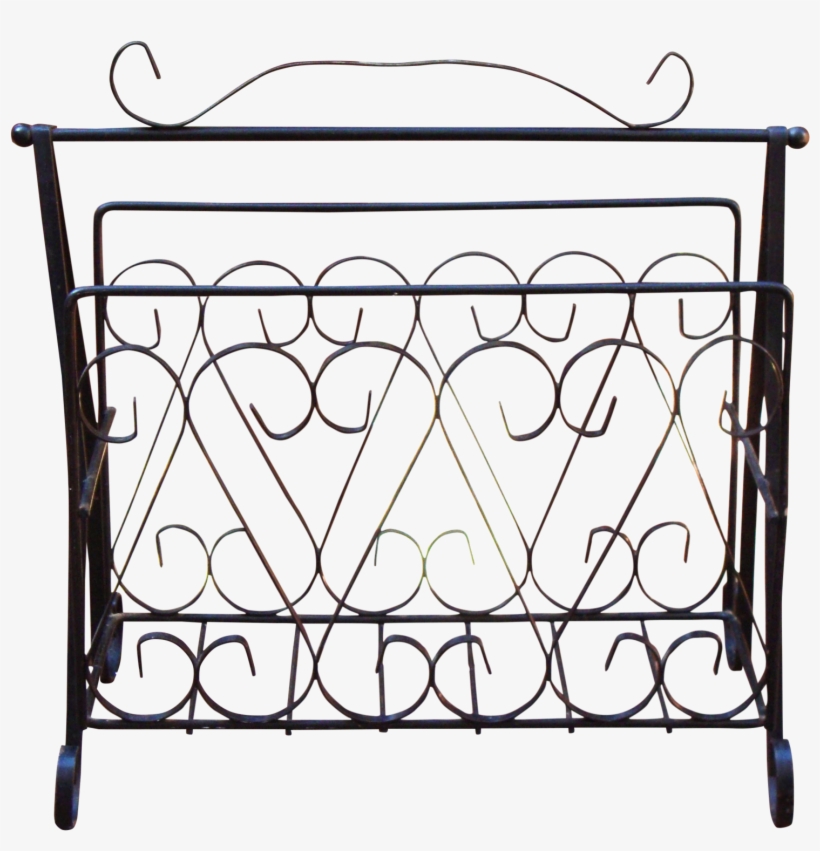 Deco Hollywood Regency Wrought Iron Magazine Rack - Table, transparent png #4121465