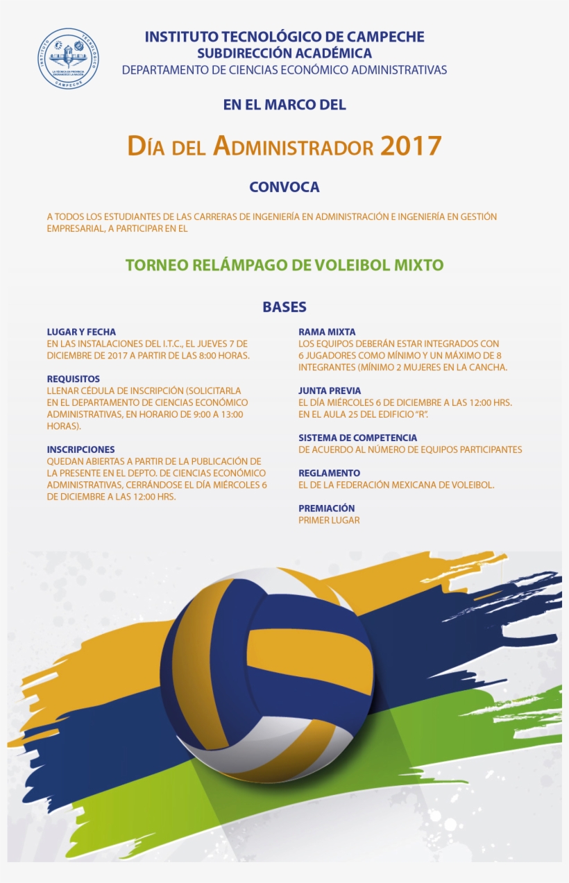 Cartel Torneo Relampago Voleibol - Мяч Волейбольный Вектор, transparent png #4124304