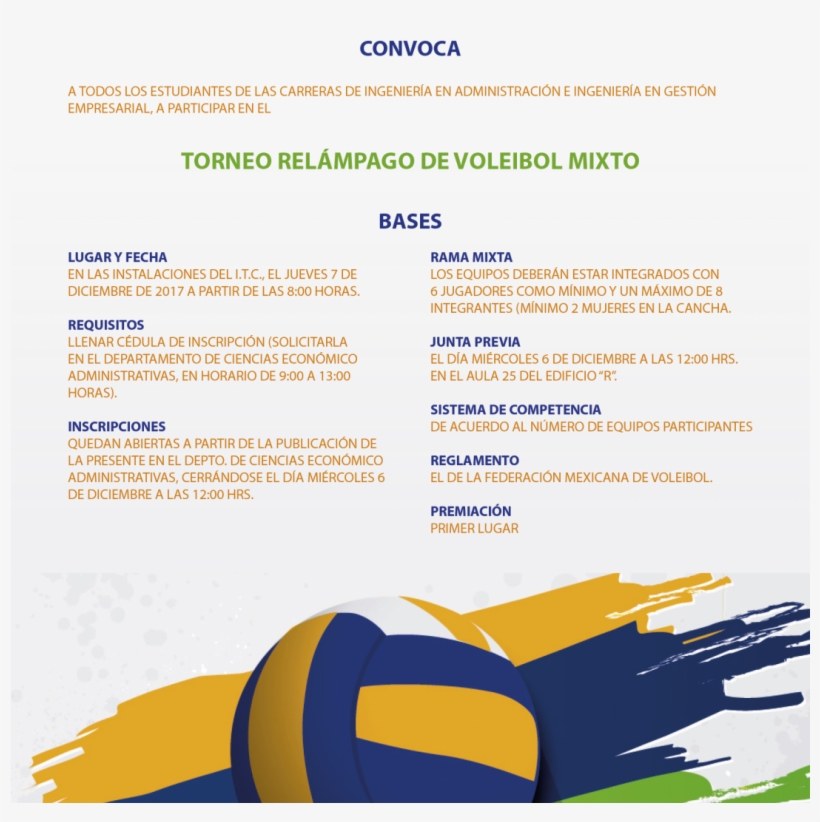 Cartel Torneo Relampago Voleibol - Мяч Волейбольный Вектор, transparent png #4124409