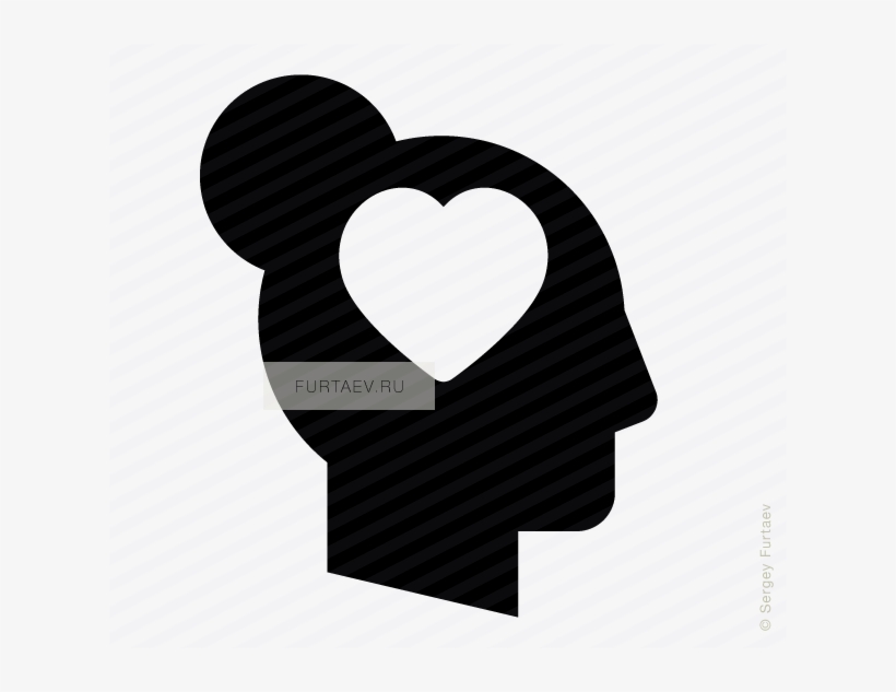 Vector Icon Of Female Profile With Heart Inside Head - Heart, transparent png #4124782
