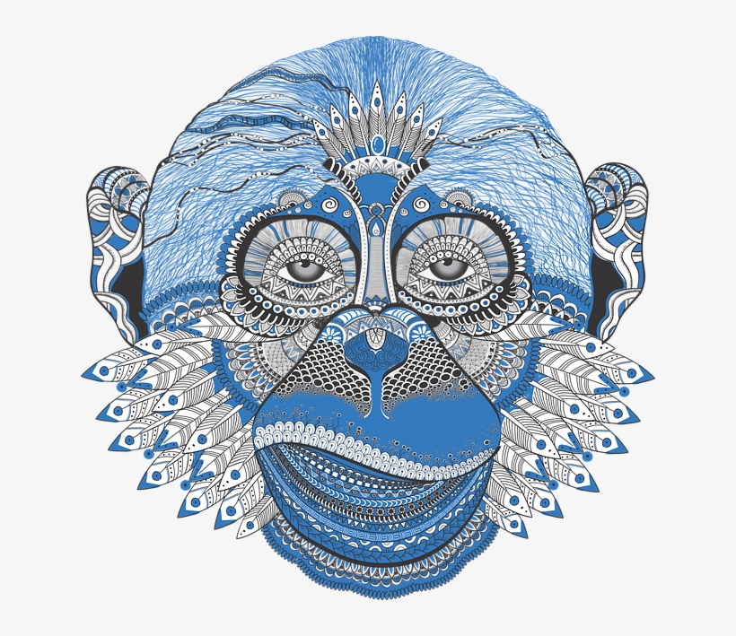 Pattern, Monkey, New Year's Eve, Dudling, Symbol, Blue - Mkj How To Love Feat Pipa Moran, transparent png #4124886