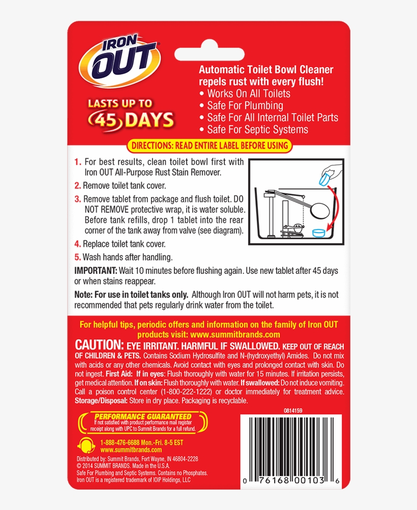 Iron Out® Automatic Toilet Bowl Cleaner - Iron Out Automatic Toillet Bowl Cleaner - 2 Tablets,, transparent png #4126763