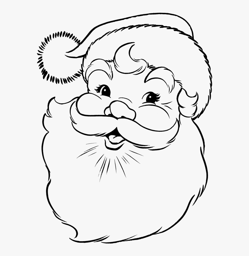 Face Of Santa Claus In Christmas Coloring Pages - Santa Claus Face Drawing, transparent png #4128213