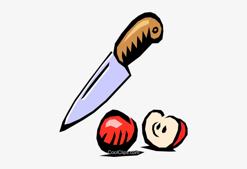 Knife With Apple Royalty Free Vector Clip Art Illustration - Obst Schneiden Clipart, transparent png #4128329