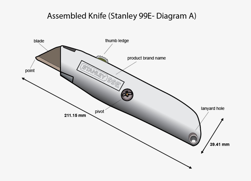 Utility Knife 21oct16 Technical (labeled Shaded) Png - Labeled Parts Of A Utility Knife, transparent png #4128413