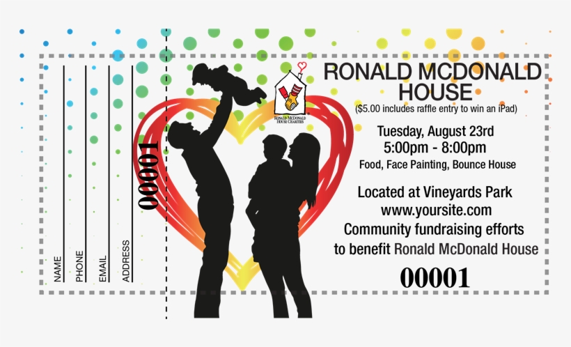 Ronald Mcdonald Raffle Ticket - Ronald Mcdonald House, transparent png #4129385