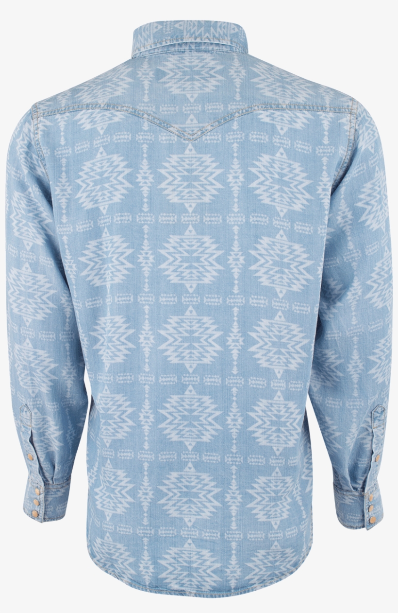 Ryan Michael Indigo Aztec Print Tencel Snap Shirt - Active Shirt, transparent png #4130575
