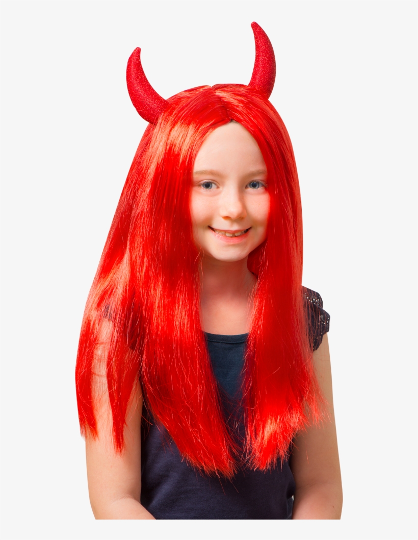 Red Devil Wig Halloween At Toys Png Devil Wig - Rød Djevelparykk Kids No Brand, transparent png #4132672