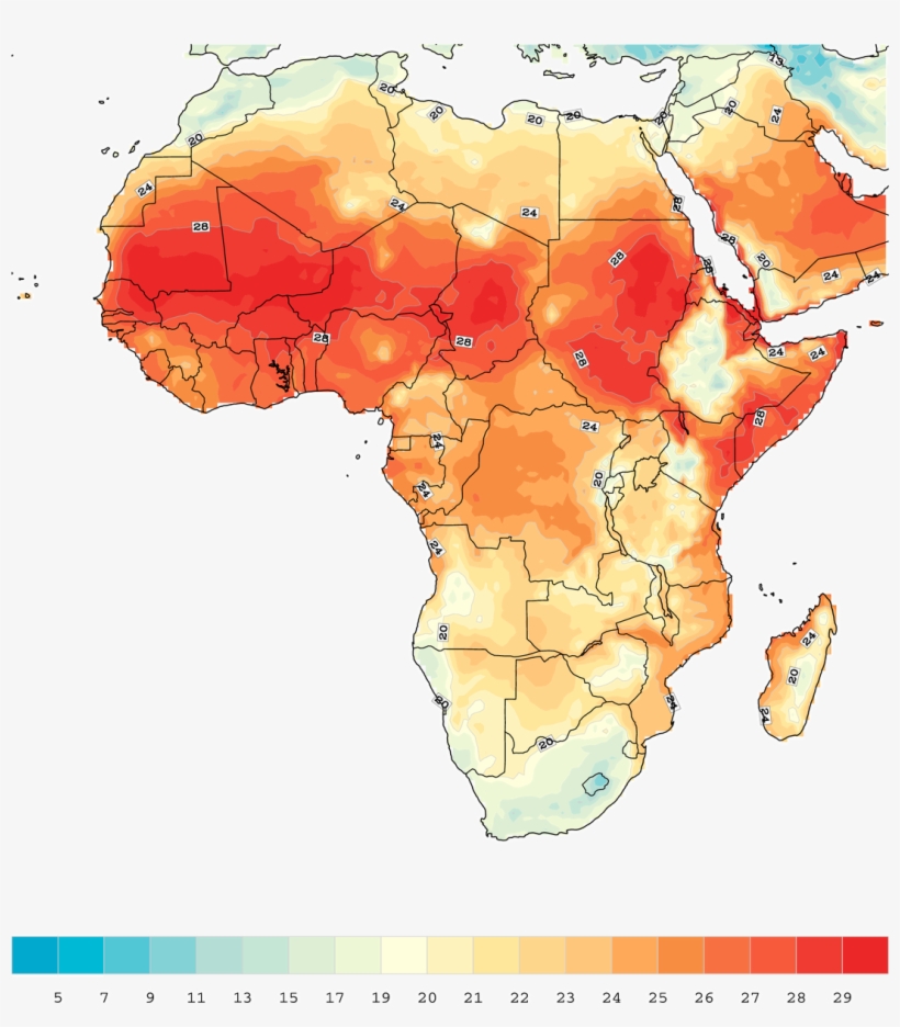 Africa 1971 2000 Mean Temperature - Climate Change Temperature Africa, transparent png #4133578