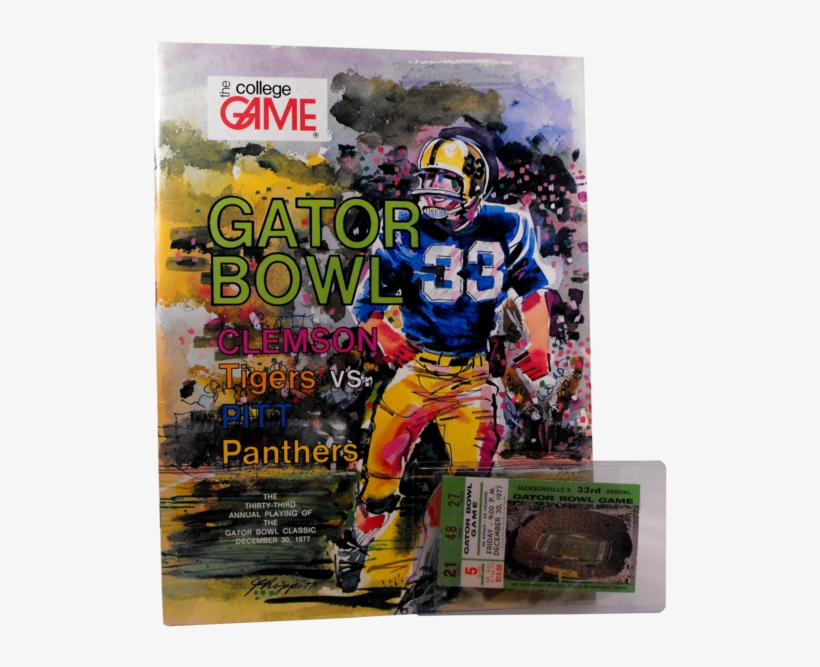 1977 Gator Bowl Game Program And Ticket Stub - Clemson Tigers Football, transparent png #4134300