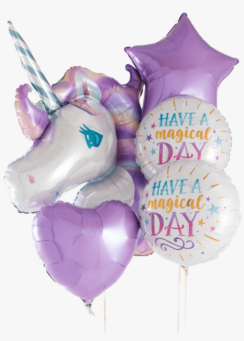 Pastel Unicorn Balloon Bunch - Have A Magical Day Birthday Foil Mylar Balloon 18", transparent png #4134537