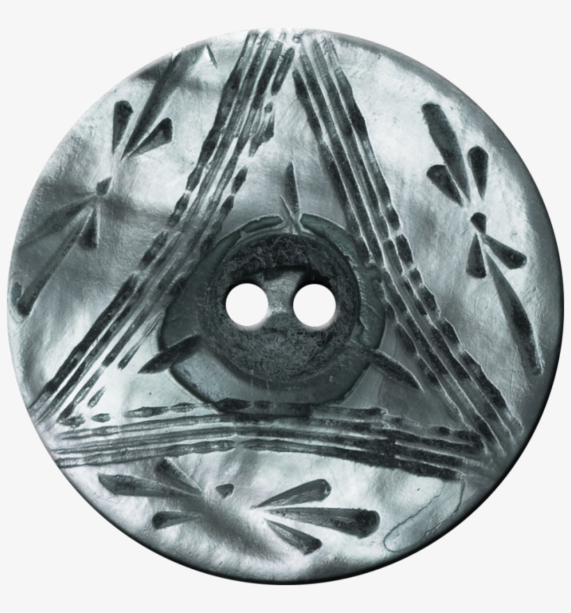 Button With Triangle And Floral Design, Grey - Circle, transparent png #4134711