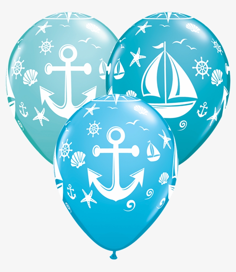 11" Nautical Sailboat & Anchor Latex Balloons - Sailboat & Anchor - 11 Inch Balloons 25pcs, transparent png #4134970