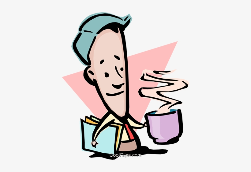Cartoon Man With Cup Of Coffee Royalty Free Vector - Kaffee Trinken Mann Clipart, transparent png #4135355