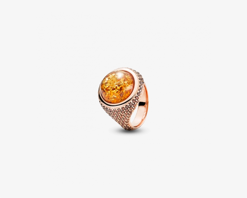 Rose Gold Silver Ring With Amber - Amber, transparent png #4135614
