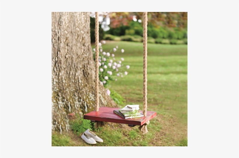 This Swing Has Been Given A Distressed Paint Job To - Plow & Hearth Rope Tree Swing, transparent png #4135618