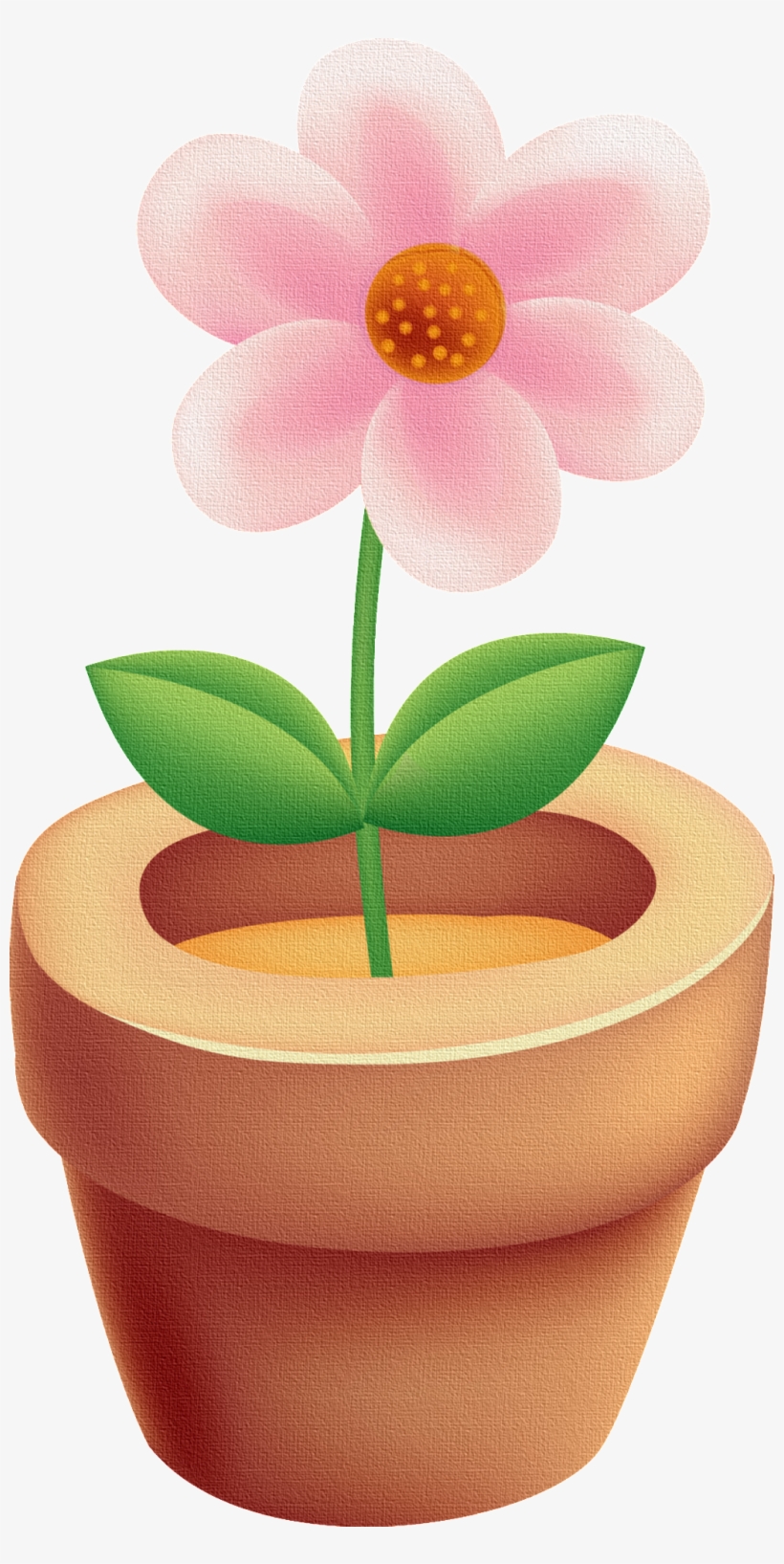 Hand Painted Potted Transparent With A Pot Of Flowers - Maceta Con Flor Png, transparent png #4136456