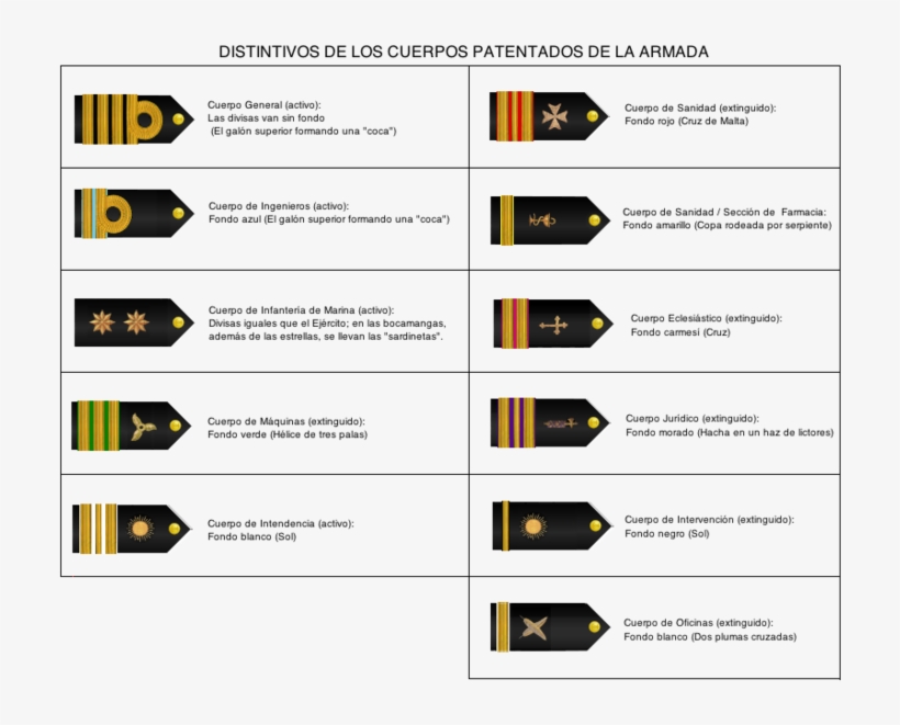 Distintivos De Los Cuerpos Patentados De La Armada - Galones De La Armada Española, transparent png #4137701