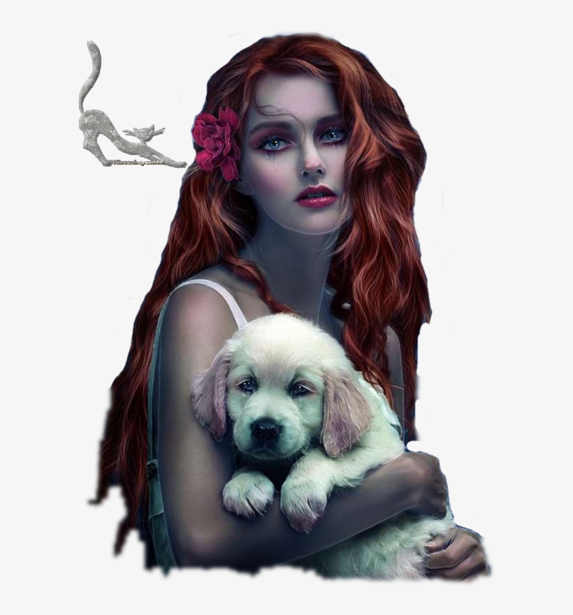 Tube En Png Feemme Triste Et Chien Création Minouchapassion - Companion Dog, transparent png #4138289