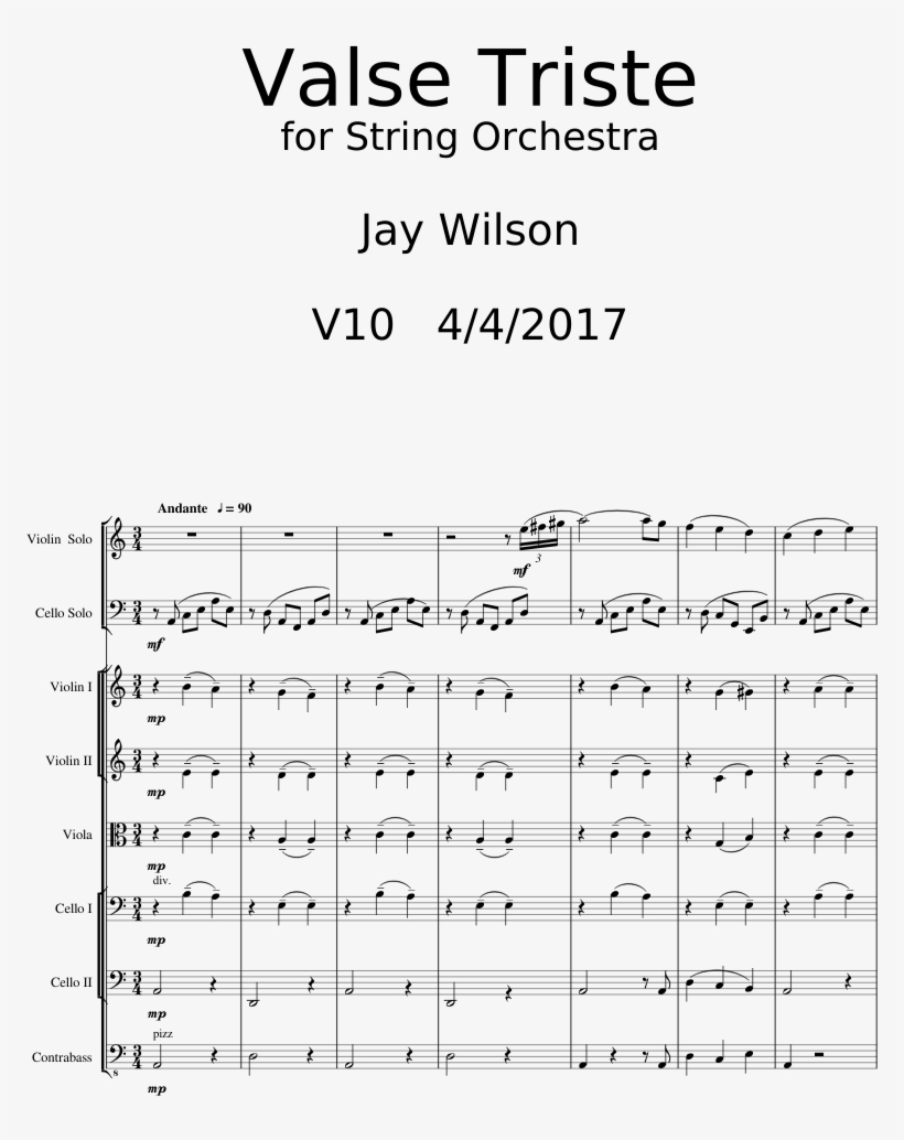 Valse Triste For String Orchestra Jay Wilson V10 4/4/2017 - Motivational, transparent png #4138379