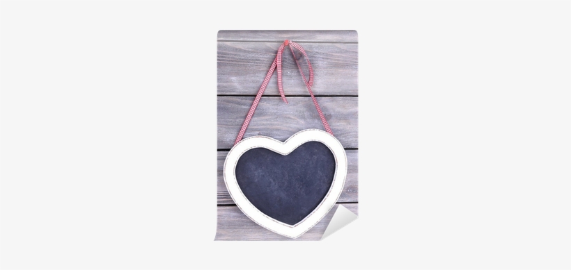 Heart Shaped Chalkboard On Wooden Background Wall Mural - Photograph, transparent png #4139080