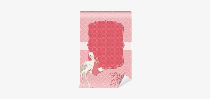 Baby Girl Arrival Card With Photo Frame In Vector Wall - Picture Frame, transparent png #4140114