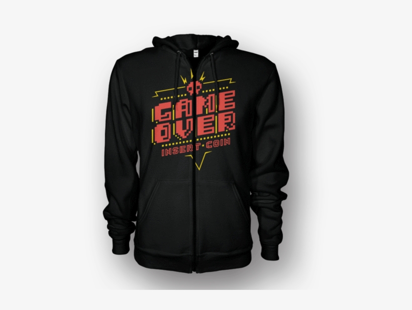 Game Over Insert Coin Hoodie - Hoodie, transparent png #4141266