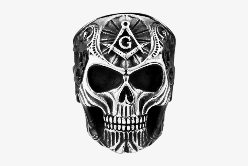 Badass Jewelry Jewellery Masonic Biker Skull Ring - Ring, transparent png #4141595