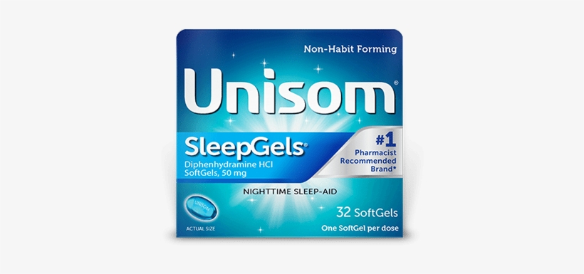 Try Sleepgels At Night - Unisom Doxylamine 25 Mg, transparent png #4141745