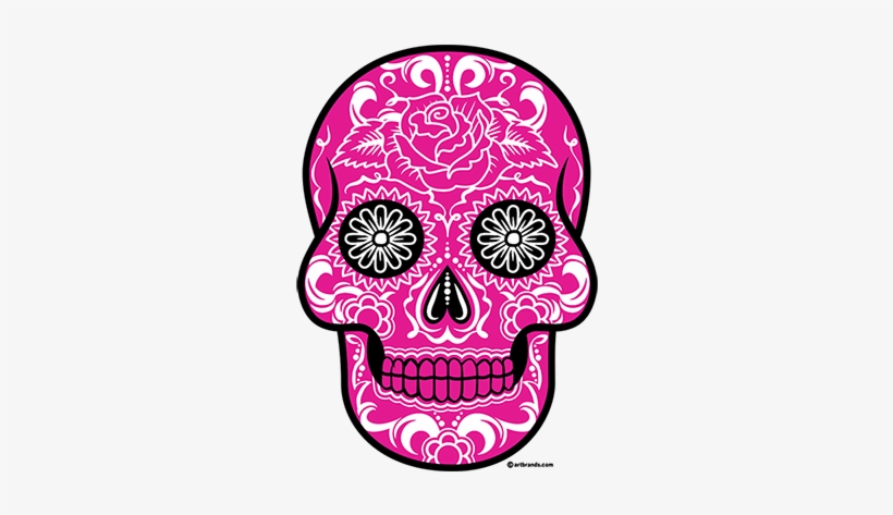 Ladies Pink Sugar Skull Burnout V-neck, transparent png #4141746