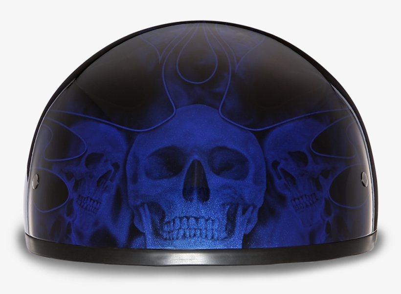 Daytona Skull Cap W/ Skull Flames Blue Helmet Bike - Virtuous Circle, transparent png #4141890
