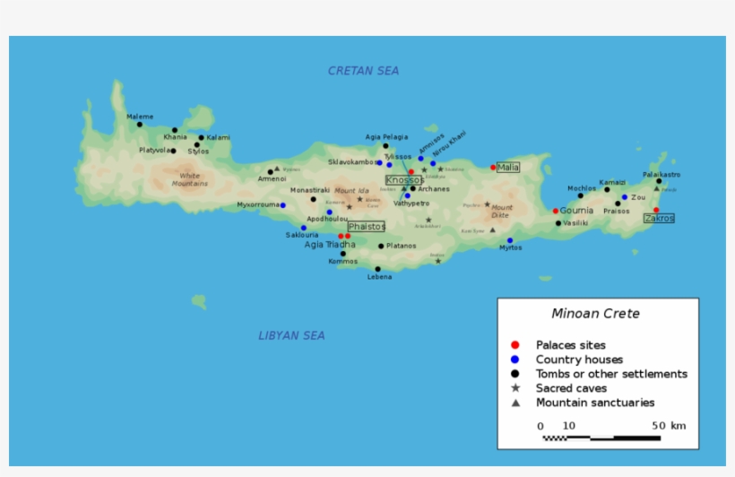 Map Of Minoan Crete Clipart Phaistos Knossos Ancient - Minoan Map, transparent png #4142035