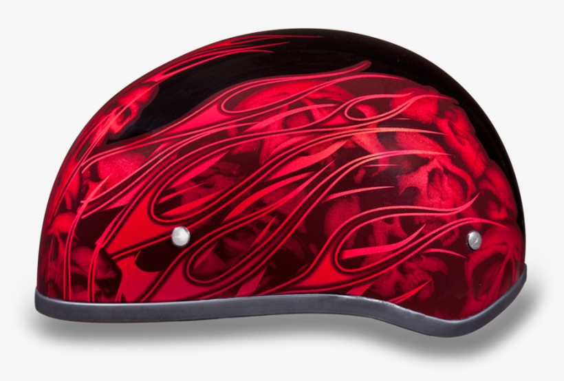 D - O - T - Daytona Skull Cap- W/ Multi Skull Flames - Daytona Red Multi Flames Skull Cap Half Helmet, transparent png #4142184
