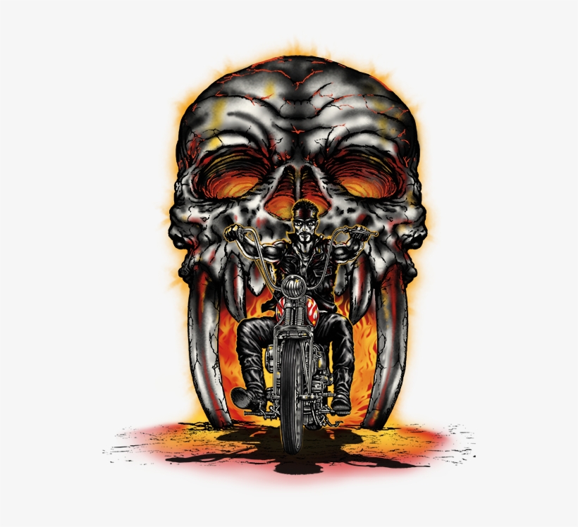 Biker Riding Out Of Skull Day Of Dead Skull Costume, transparent png #4142208