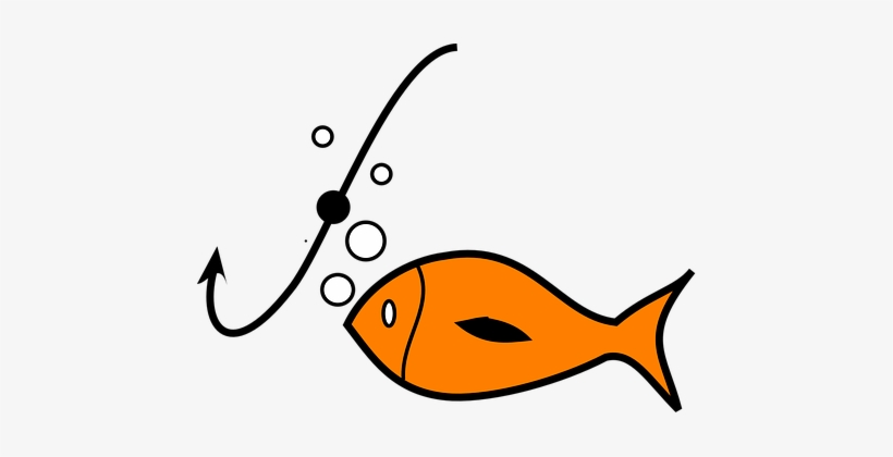Fish Fishing Hook Bait Sport Lure Catch Li - Fish On Hook Cartoon, transparent png #4142648