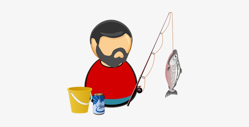 Angler Bait Beer Bucket Catch Comic Charac - Fisherman Clipart, transparent png #4142728
