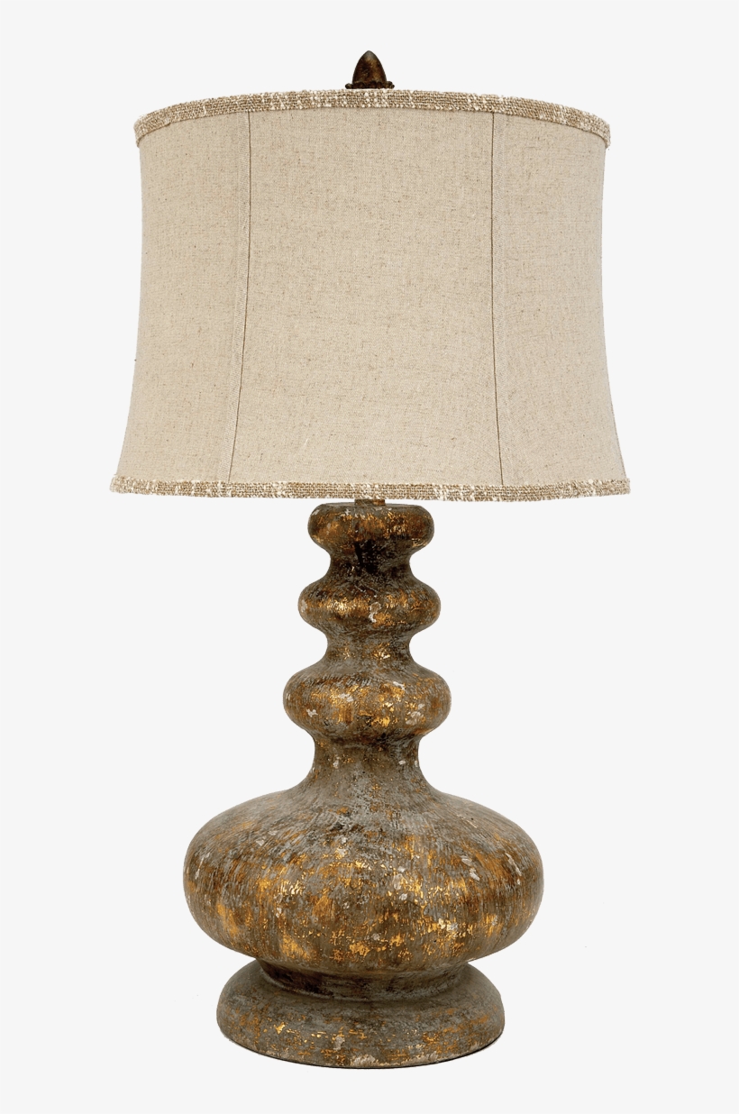 Antique Multi-tier Table Lamp With Beige Drum Shade - Old World Design Antique Multi-tier Table Lamp With, transparent png #4143480