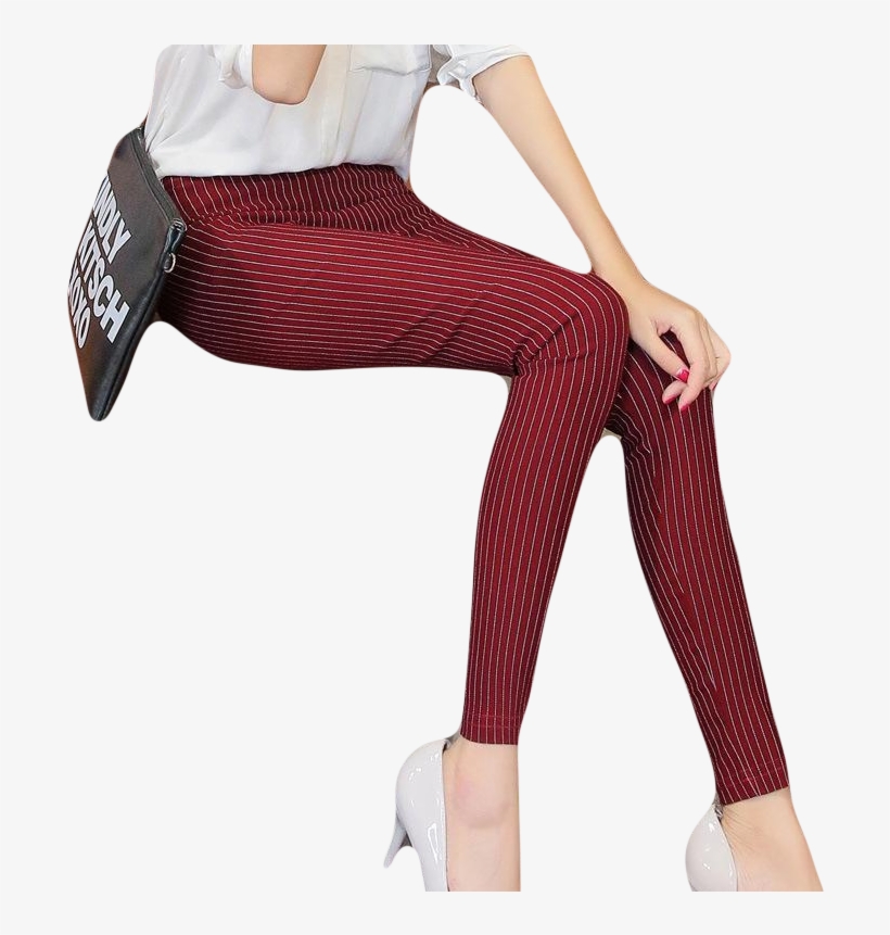 Women Vertical Striped Pants - New Fashion Women Vertical Striped Pants Female Pencil, transparent png #4144304