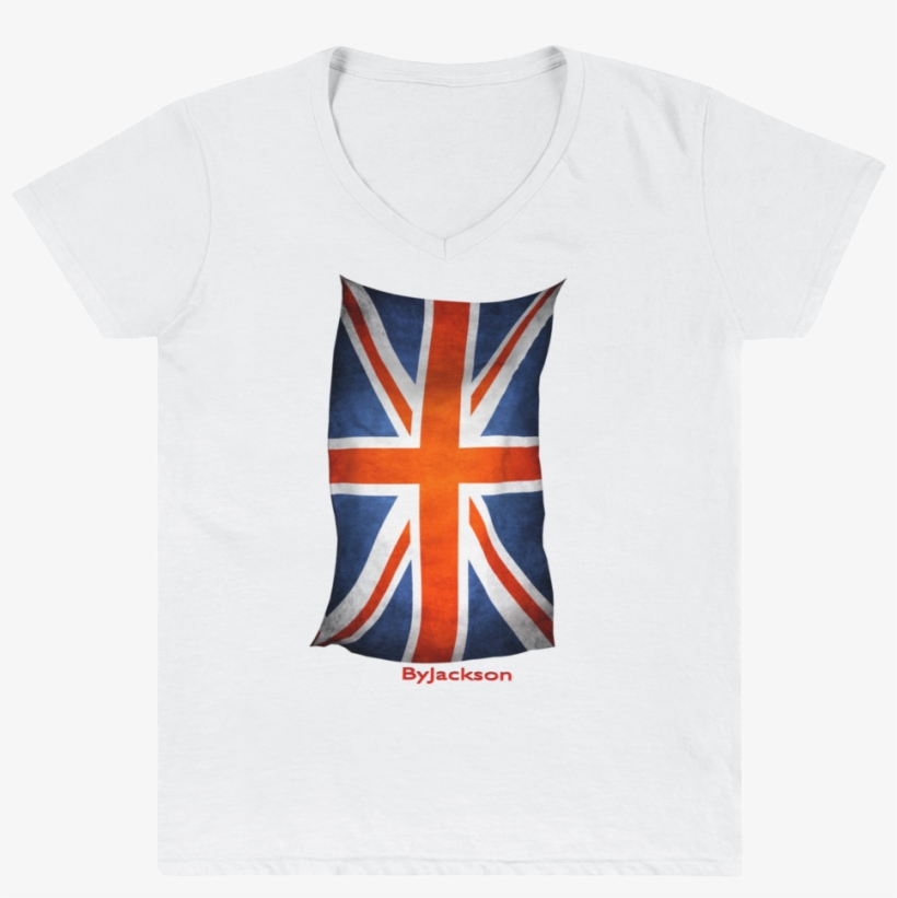 United Kingdom Flag Women's Casual V-neck Shirt Byjackson - Flag, transparent png #4145257