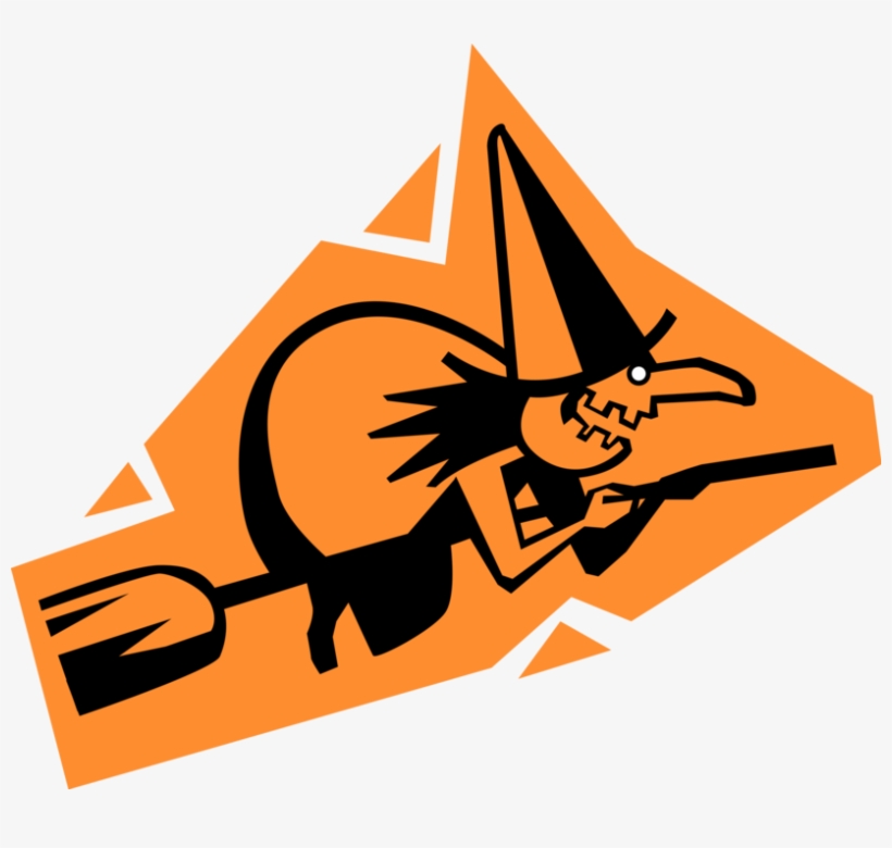 Vector Illustration Of Halloween Sorceress Witch Flying, transparent png #4145945