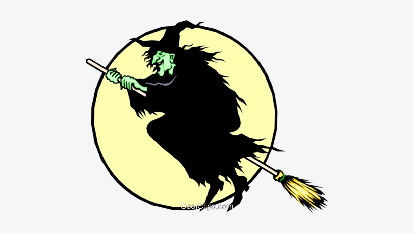 Witch On A Broomstick Royalty Free Vector Clip Art - Bruxa Na Vassoura Png, transparent png #4146075