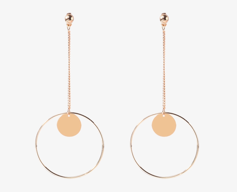 Pendientes De Cadena Del Círculo Del Disco Dorado Pyecoda - Earrings, transparent png #4146686
