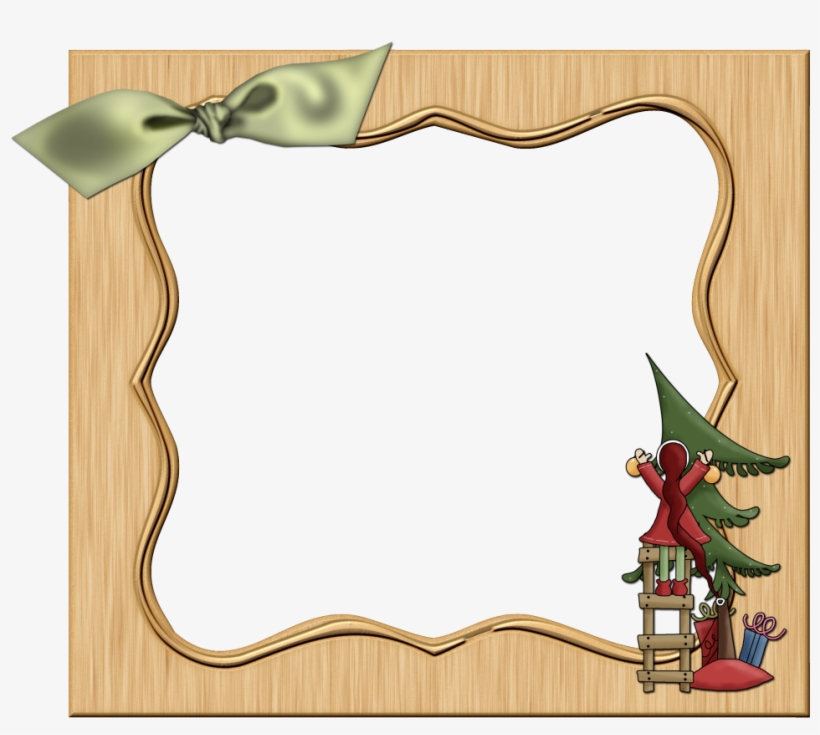Christmas Gold Png Photo Frame With Red Bow Christmas - Christmas Frame, transparent png #4146718